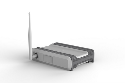 The TempestOne Wifi Hub in gray and white with rj45 connection