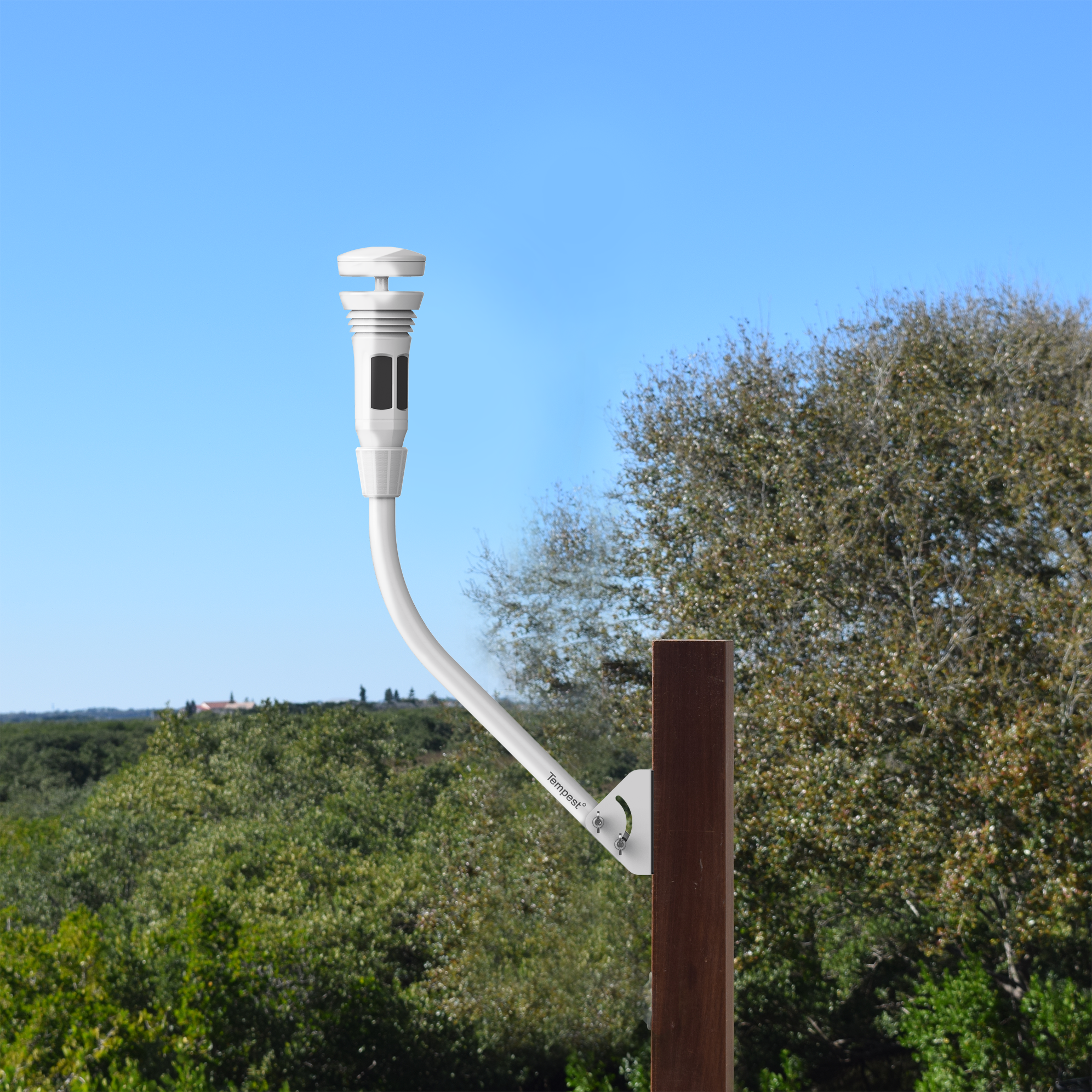 The Tempest Universal Mount installed on a post outside